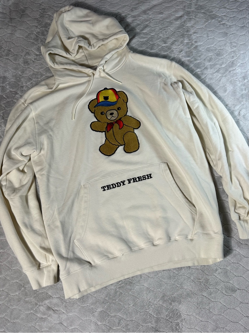 Teddy Fresh Bear Embroidered Hoodie Cream‎ 3XL Oversized Streetwear